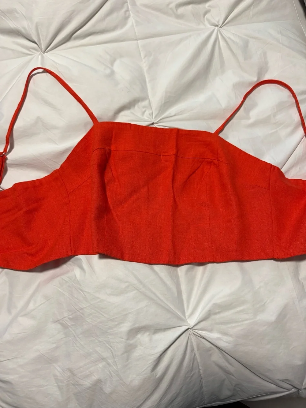 Lulu's Bright Orange Wide-Leg Palazzo Pants with matching crop top